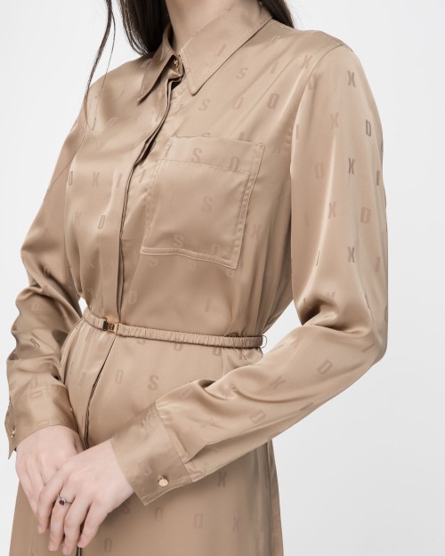 SIXDO Silk Loose Dress with Spread Collar